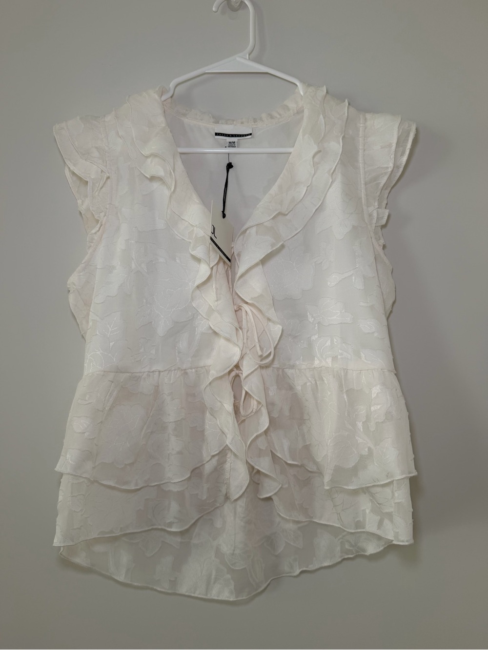 NWT Jules & Leopold Sheer Floral Burnout Ruffle Blouse Women’s Medium - Picture 2 of 11